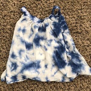 Blue tie dyed toddler tank top